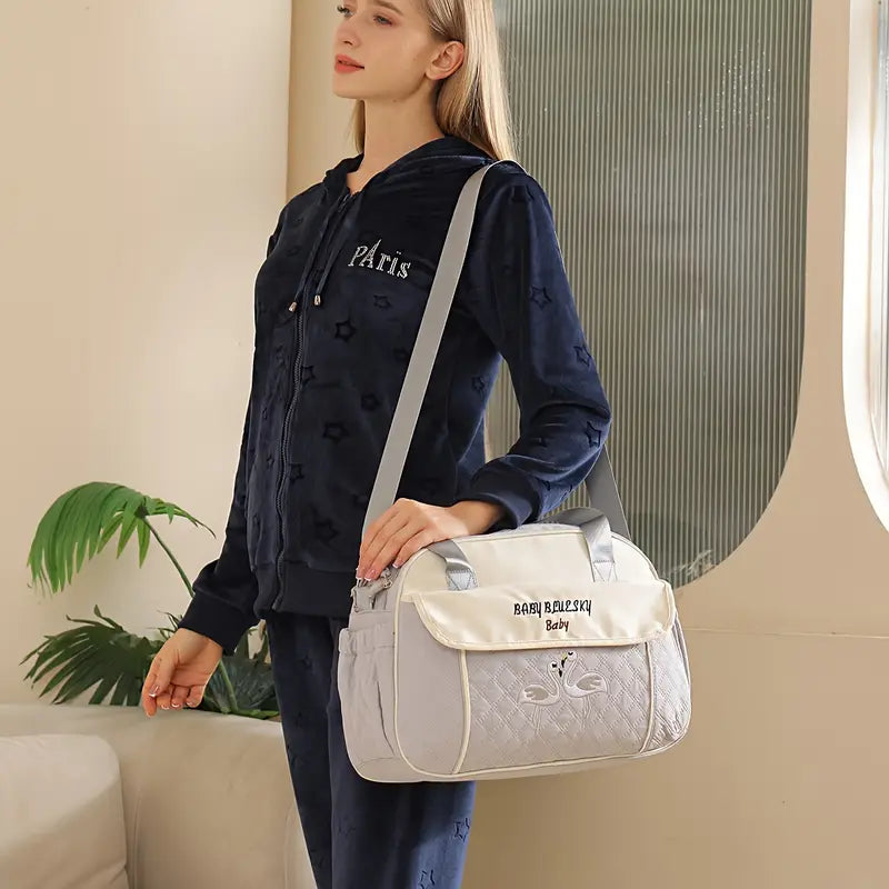 Multi function Mommy Bag with Large Capacity-SA2408-273(Grey) Blankets Apricot
