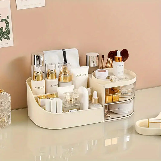 1pc Rotating Cosmetic Organizer-Cream Cosmetic Organizer Apricot