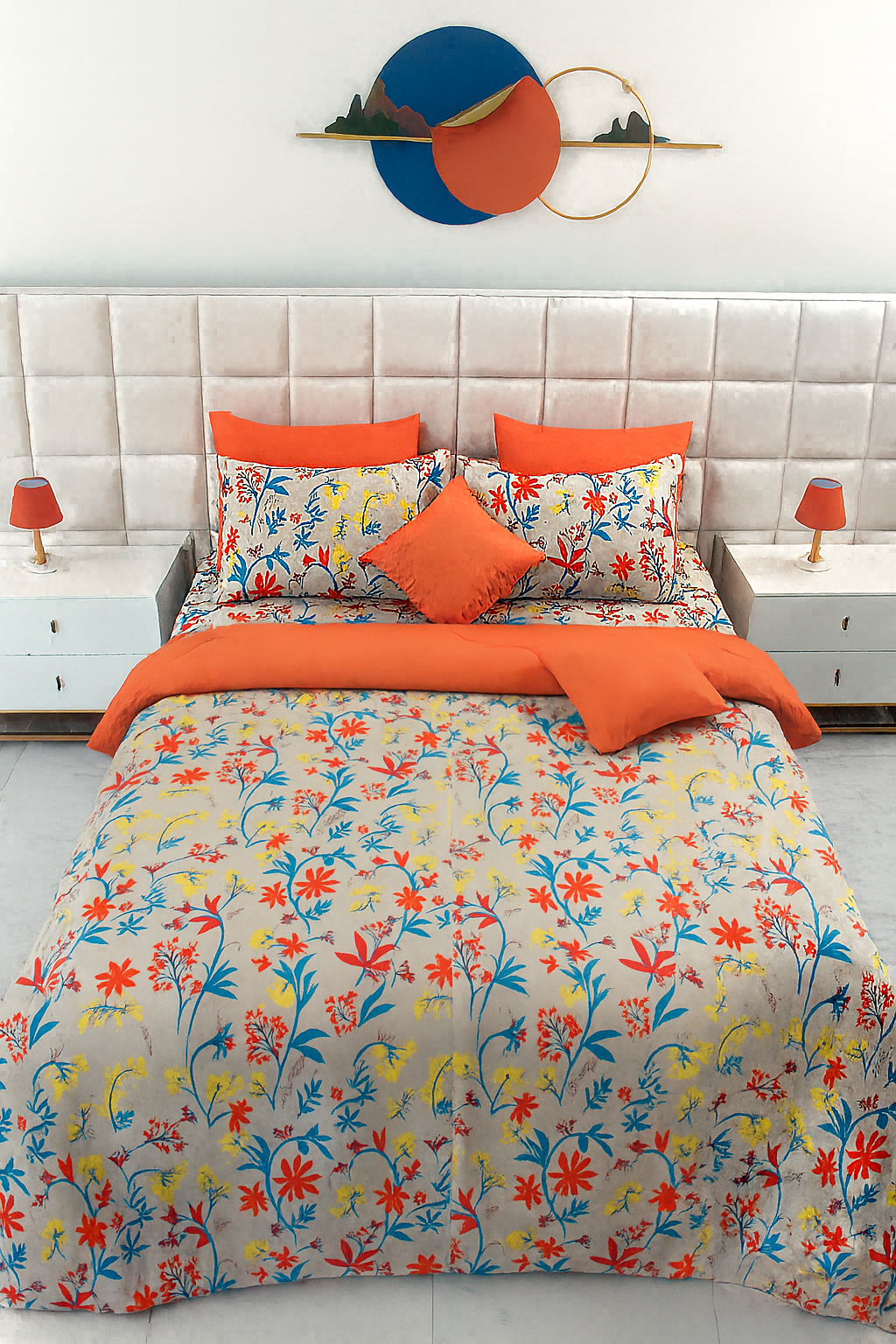 Duvet Cover-Orange Lilly Bed Sheets Apricot