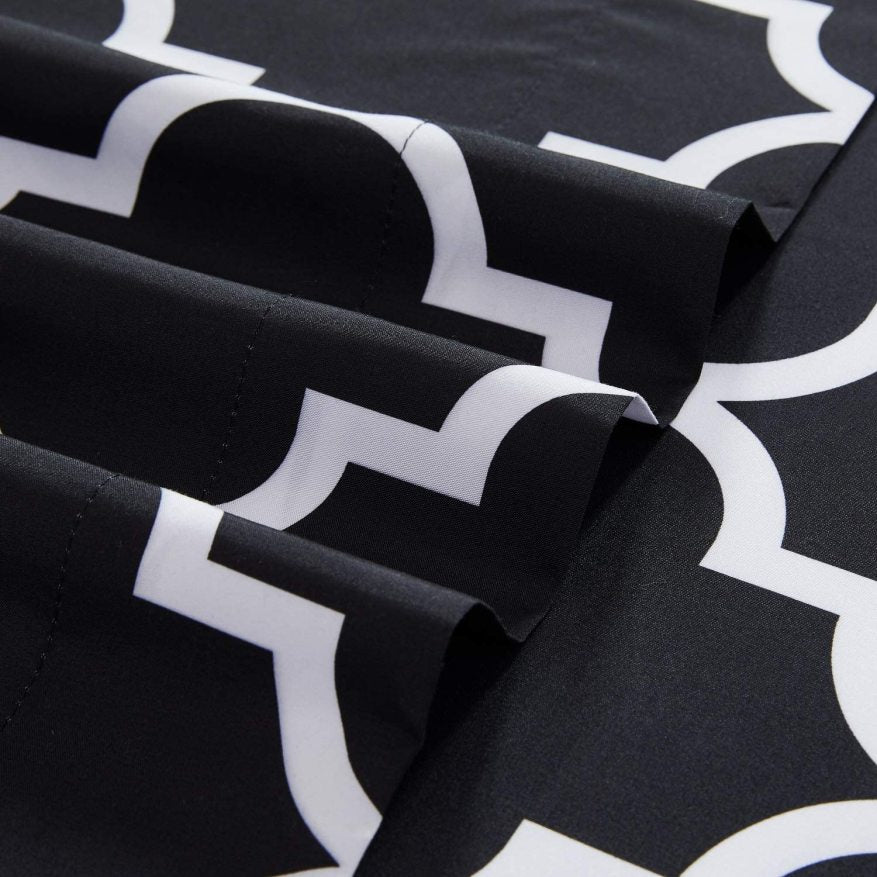 Fitted Bed Sheet-Black Geometric Fitted Sheets Apricot