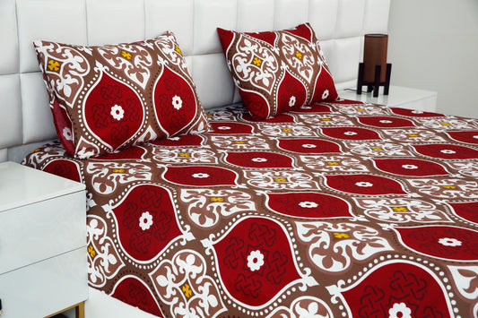 2Pcs Single Bed Sheet-Brown Crown single bed sheet Apricot   