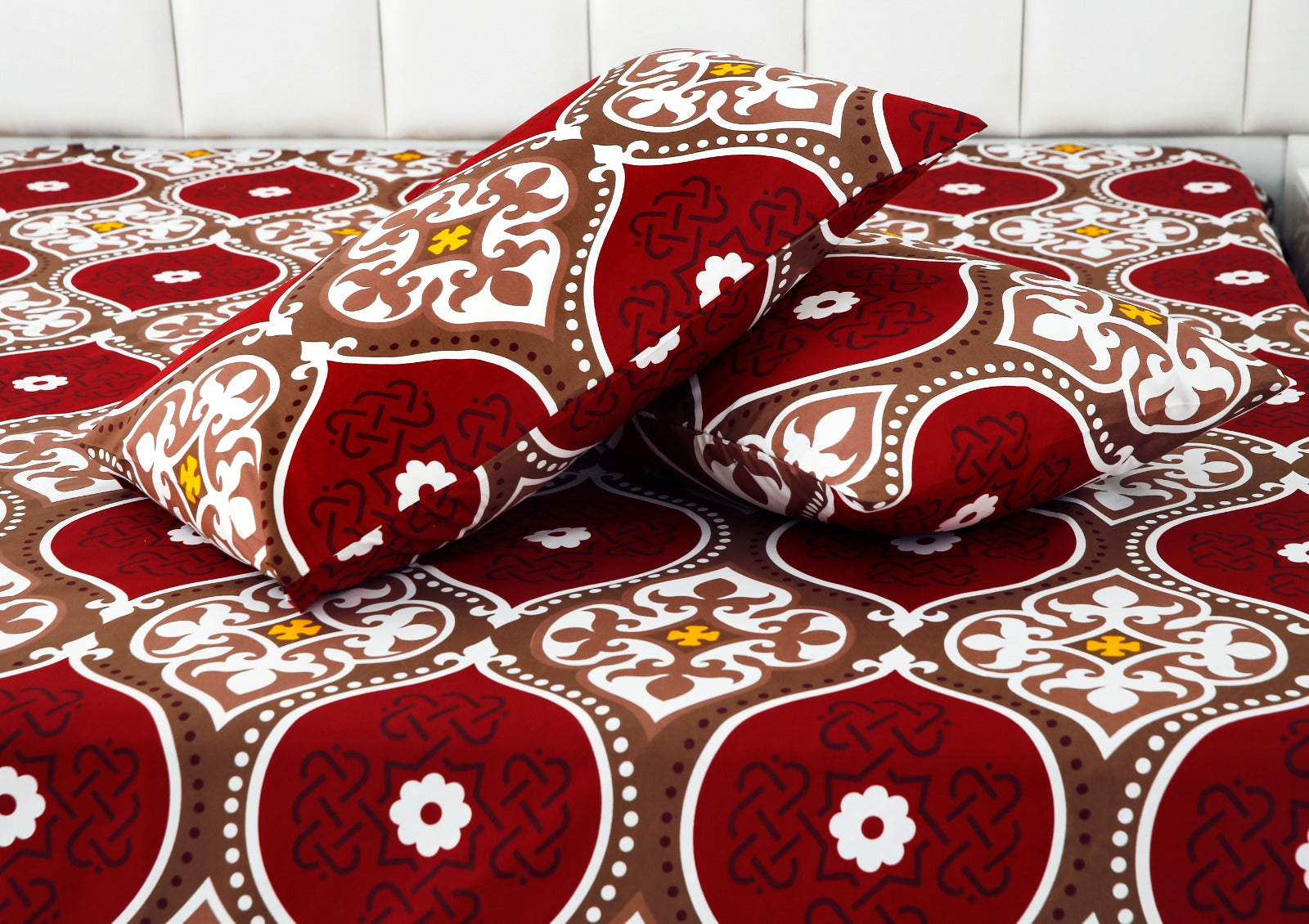 2Pcs Single Bed Sheet-Brown Crown single bed sheet Apricot   