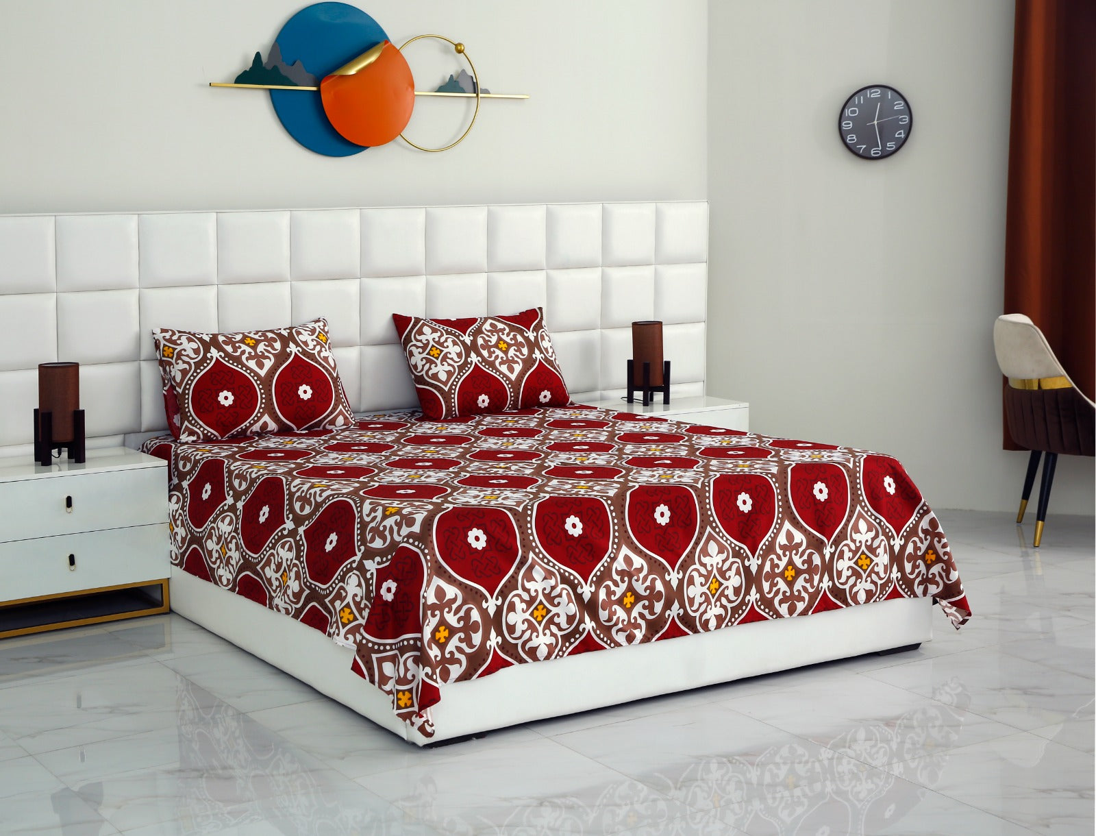 2Pcs Single Bed Sheet-Brown Crown single bed sheet Apricot   