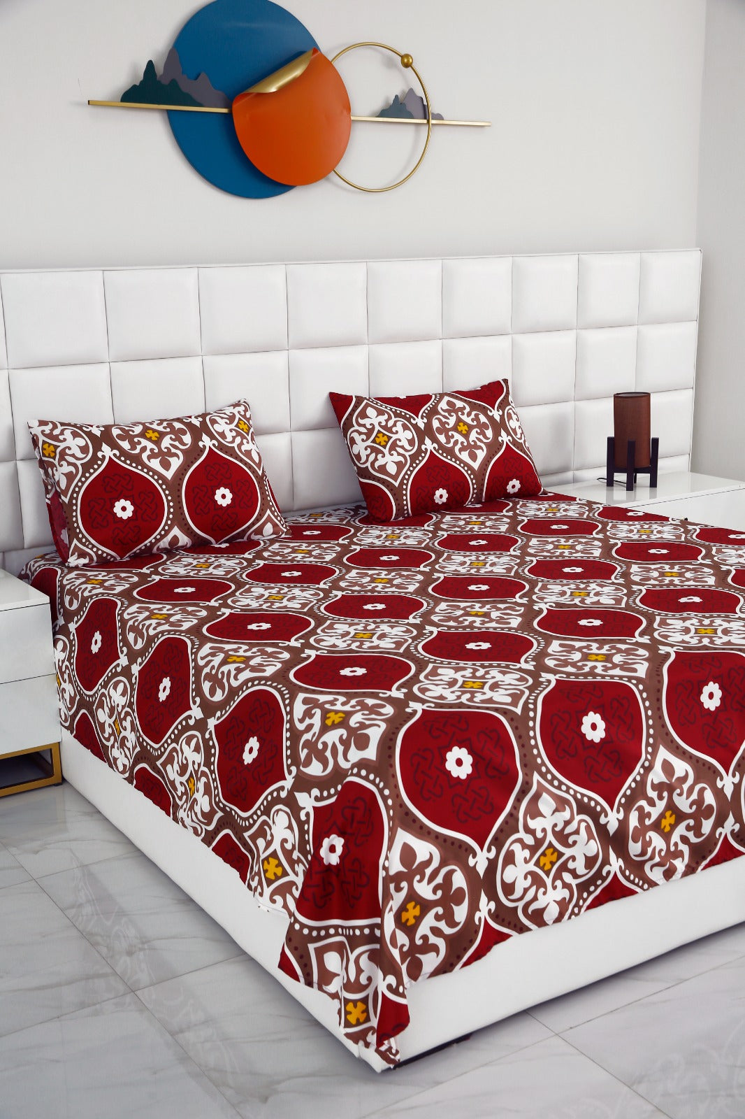 2Pcs Single Bed Sheet-Brown Crown single bed sheet Apricot   