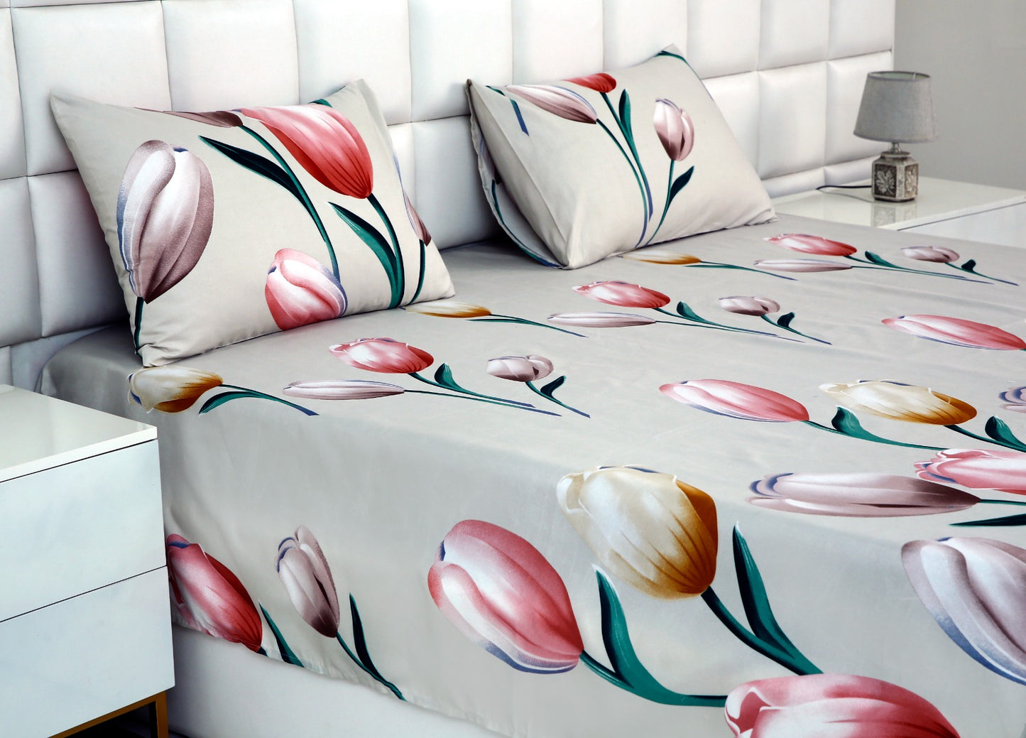 2 Pcs Single Bed Sheet-14862-Tulip single bed sheet Apricot