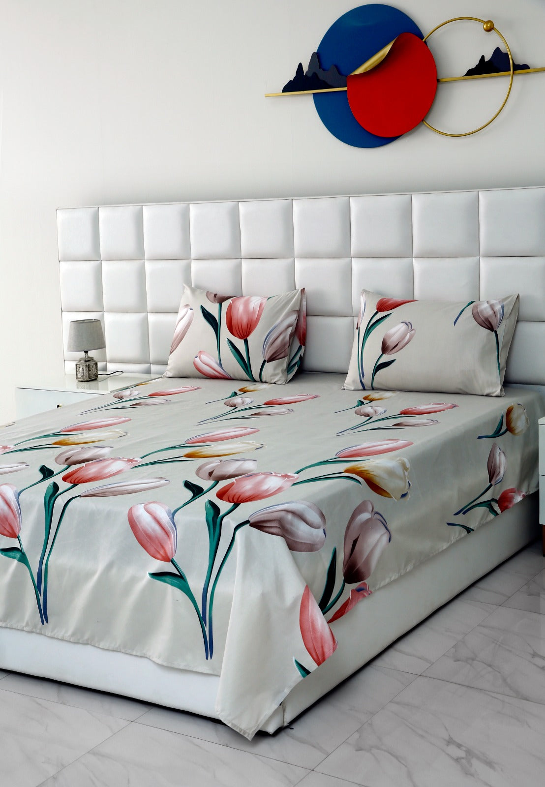 2Pcs Single Bed Sheet-Tulip single bed sheet Apricot   