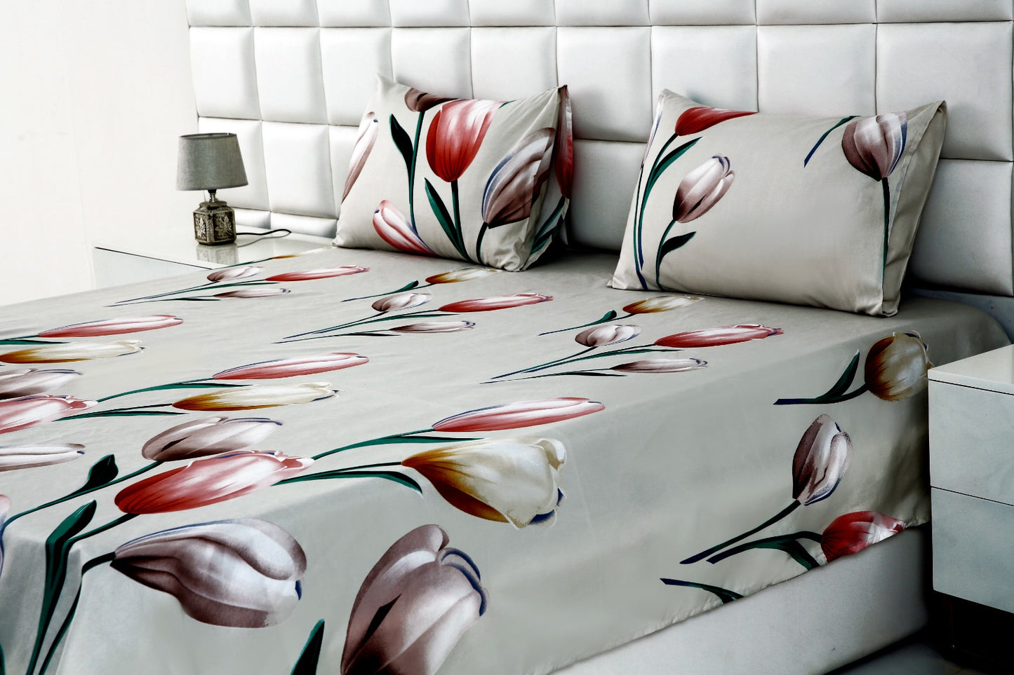 2Pcs Single Bed Sheet-Tulip single bed sheet Apricot   