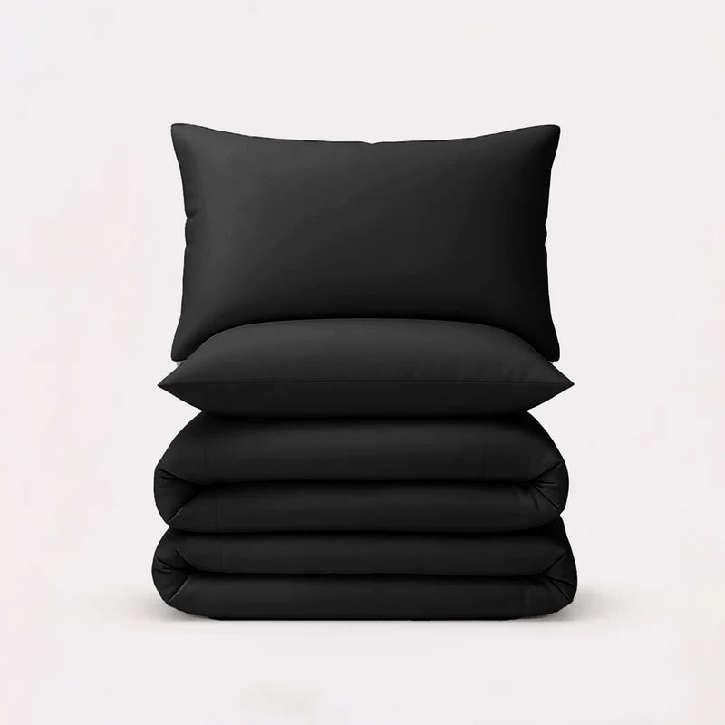 Solid Duvet Cover-Black Bed Sheets Apricot