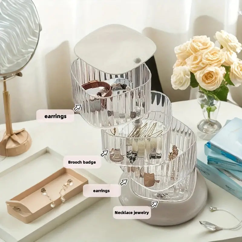 4 Tier Transparent Jewelry15293 Organizer Cosmetic Organizer Apricot