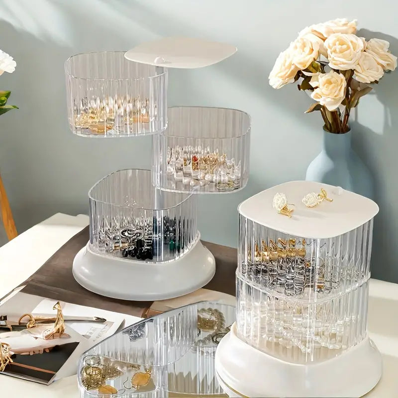 4 Tier Transparent Jewelry15293 Organizer Cosmetic Organizer Apricot