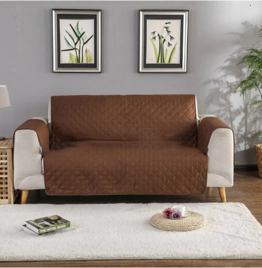 Quilted Sofa Cover- Chocolate Brown