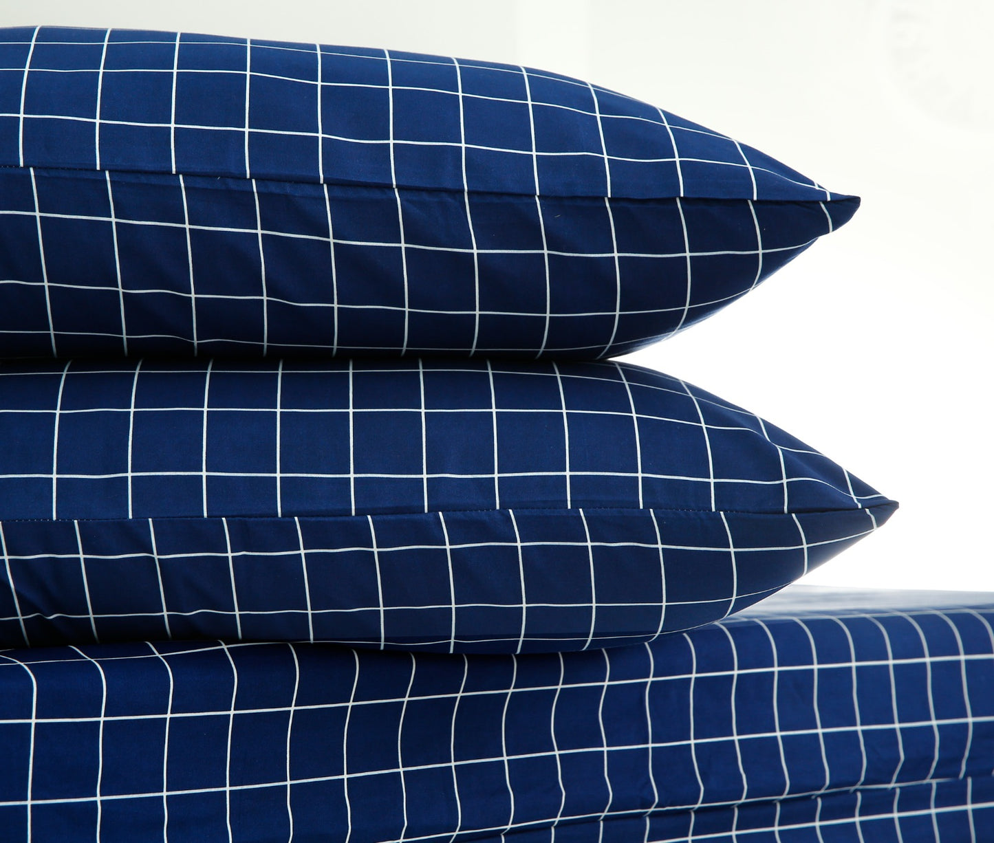 Fitted Bed Sheet-Blue Check Fitted Sheets Apricot