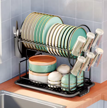 2-Tier-Dish Drying Rack & Utensil Holder(15255)