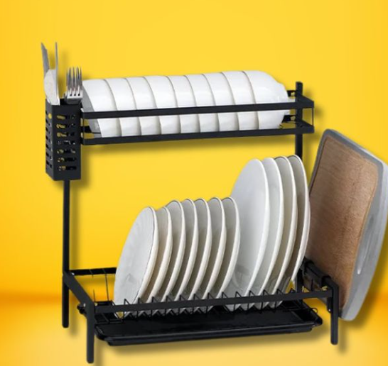 2-Tier-Dish Drying Rack & Utensil Holder