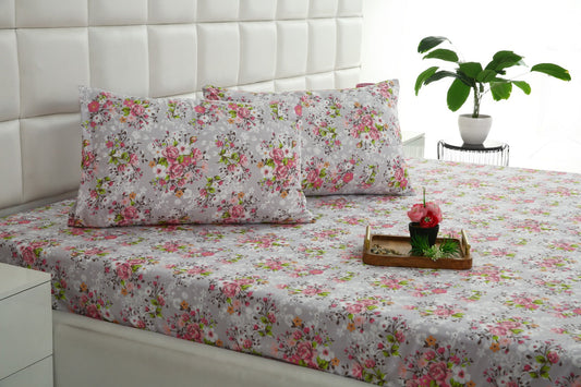 2Pcs Single Bed Sheet-Morning Glory single bed sheet Apricot