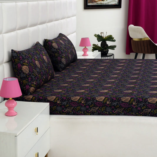 2Pcs Single Bed Sheet-Black Lilly single bed sheet Apricot