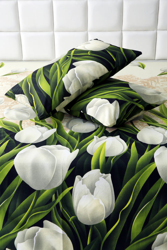 Fitted Bed Sheet-Green Tulip