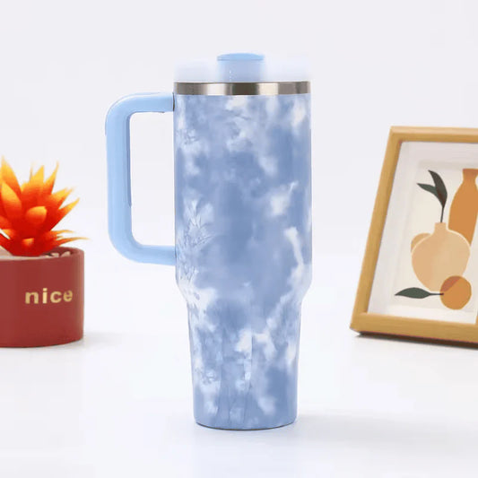 Stanley Quencher H2.0 FlowState™ Tumbler 40 OZ-1200ML-Marble Pattern(BLUE) Tumbler Apricot