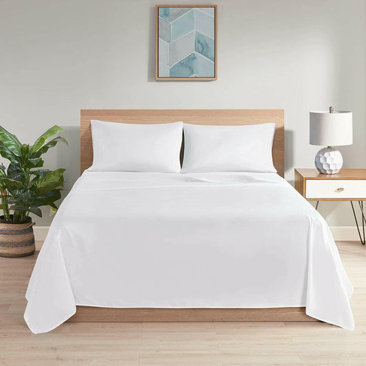 3 PCs Double Bed Sheet-White Bed Sheets Apricot