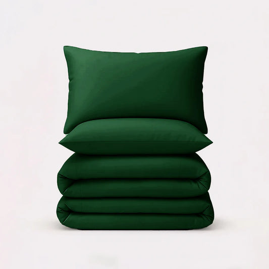 Solid Duvet Cover-Emerald Green Bed Sheets Apricot