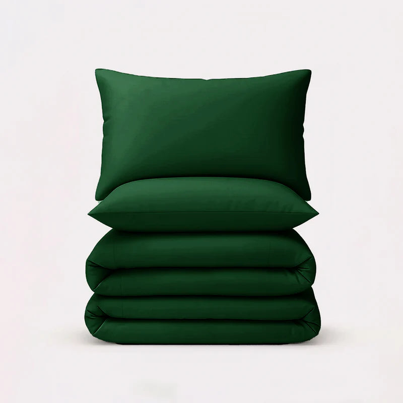 Solid Duvet Cover-Emerald Green Bed Sheets Apricot
