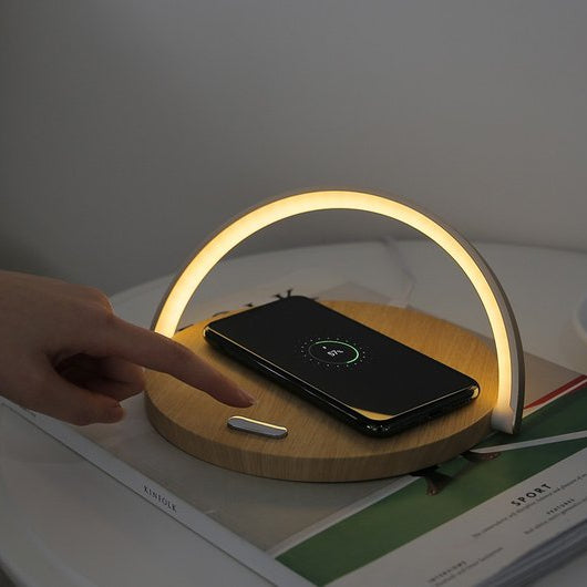Wireless Charging Pad and LED Lamp-SA2405-185 Wooden Texture Mobile Accessories Apricot
