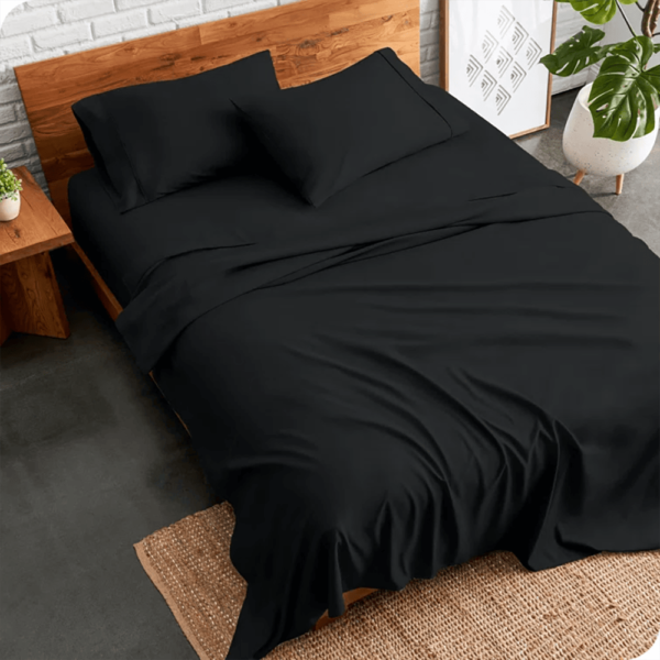 3 PCs Double Bed Sheet Dyed-Black BED SHEET Apricot