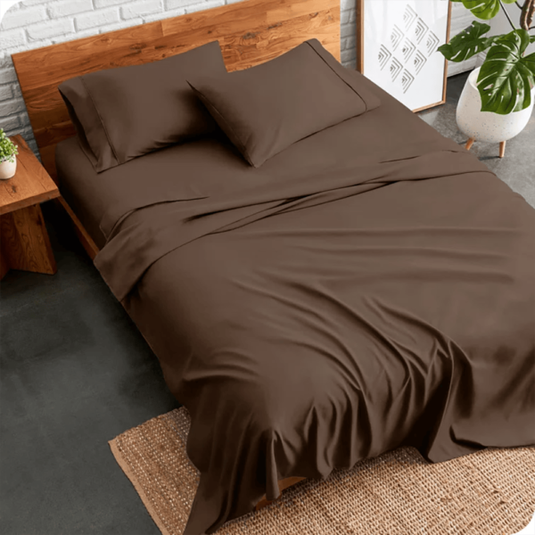 3 PCs Double Bed Sheet Dyed-Brown BED SHEET Apricot