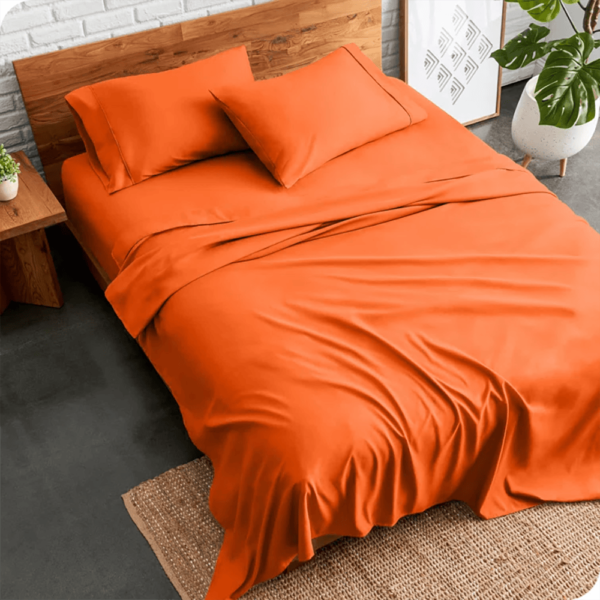 3 PCs Double Bed Sheet Dyed-Slush BED SHEET Apricot