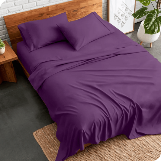 3 PCs Double Bed Sheet Dyed-Purple