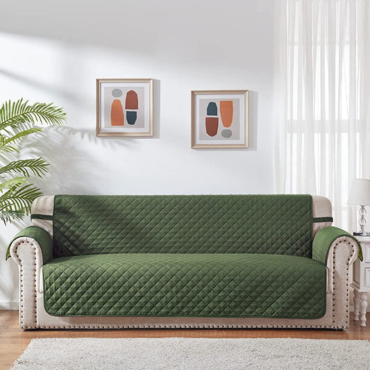 Quilted Sofa Cover-Olive Sofa Cover Apricot