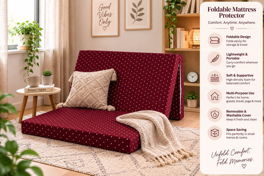 Foldable Mattress Mattress-Plum Polka