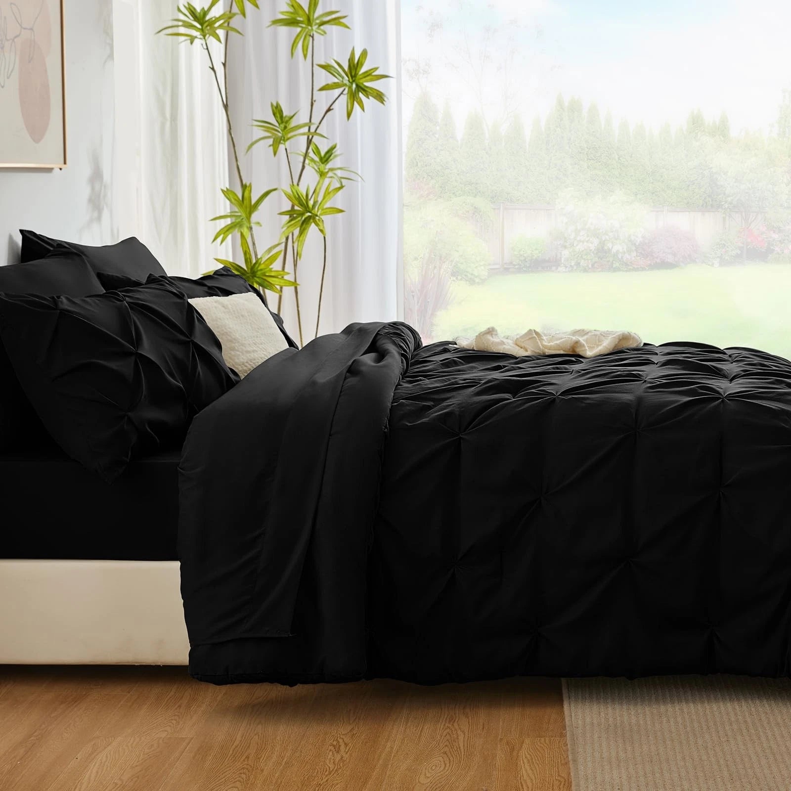 Solid Pintuck Duvet Cover-Black Bed Sheets Apricot