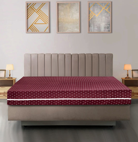 Zipper Mattress Cover Printed- Plum Polka Protectors Apricot