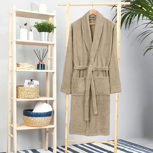 100% Cotton Bathrobe - Light Brown Apricot