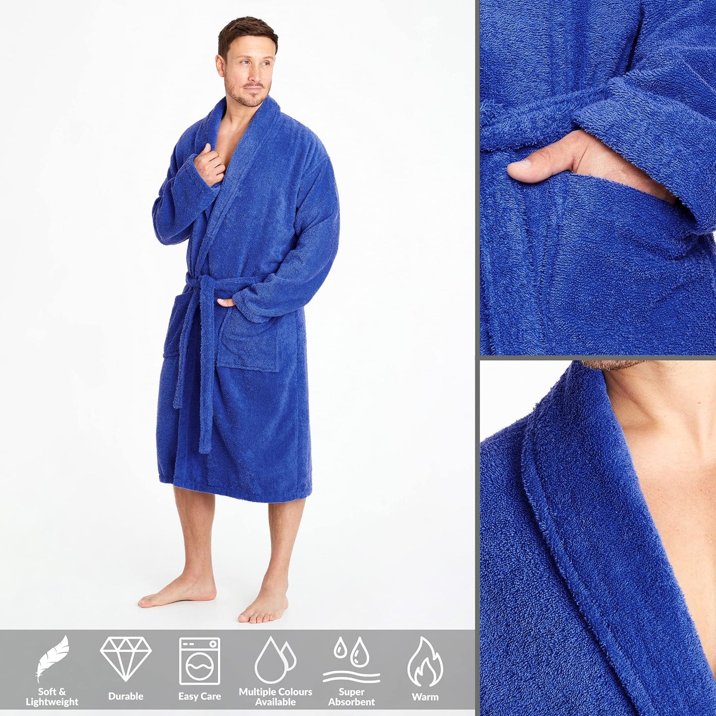 100% Cotton Bathrobe - Purplish Bath Linen Apricot   