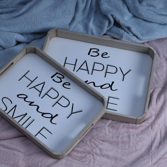 2 PCs Be Happy And Smile tray Set-YF24 Apricot
