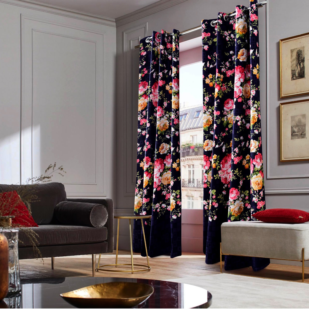 2 PCs Duck Curtains Panel With Lining-CRP017 Curtains Apricot   