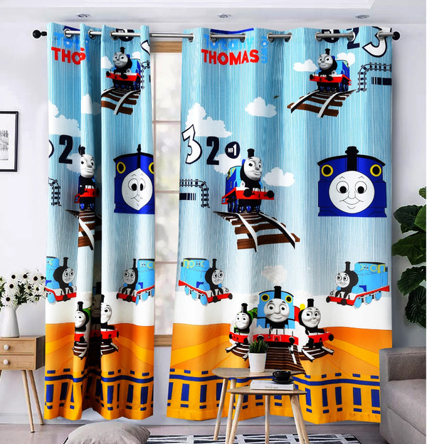 2 PCs Duck Curtains Panel With Lining-Thomas Train Apricot