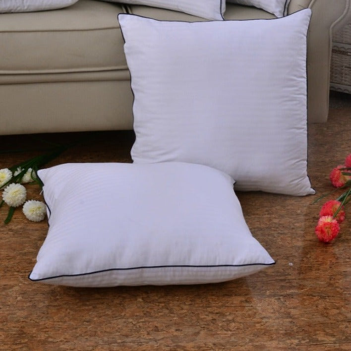 2 PCs Filled Floor cushion(3164)-White Stripe Chair, Floor & Bed cushion Apricot   