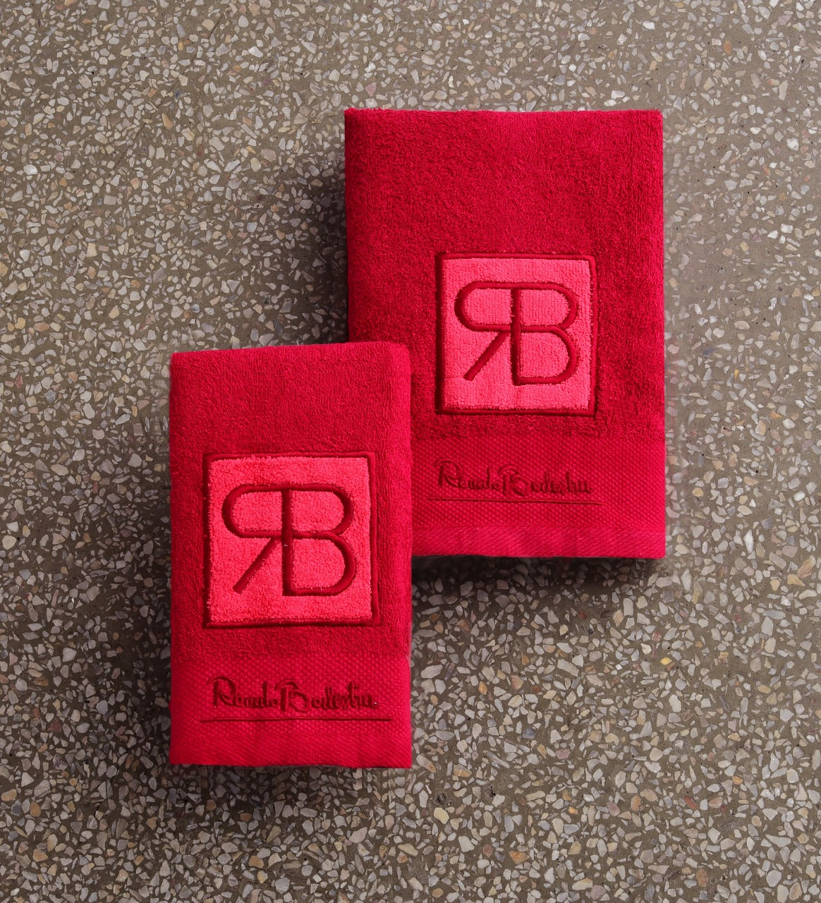 2 PCs RB Embroidered Kitchen Towels- Red Apricot