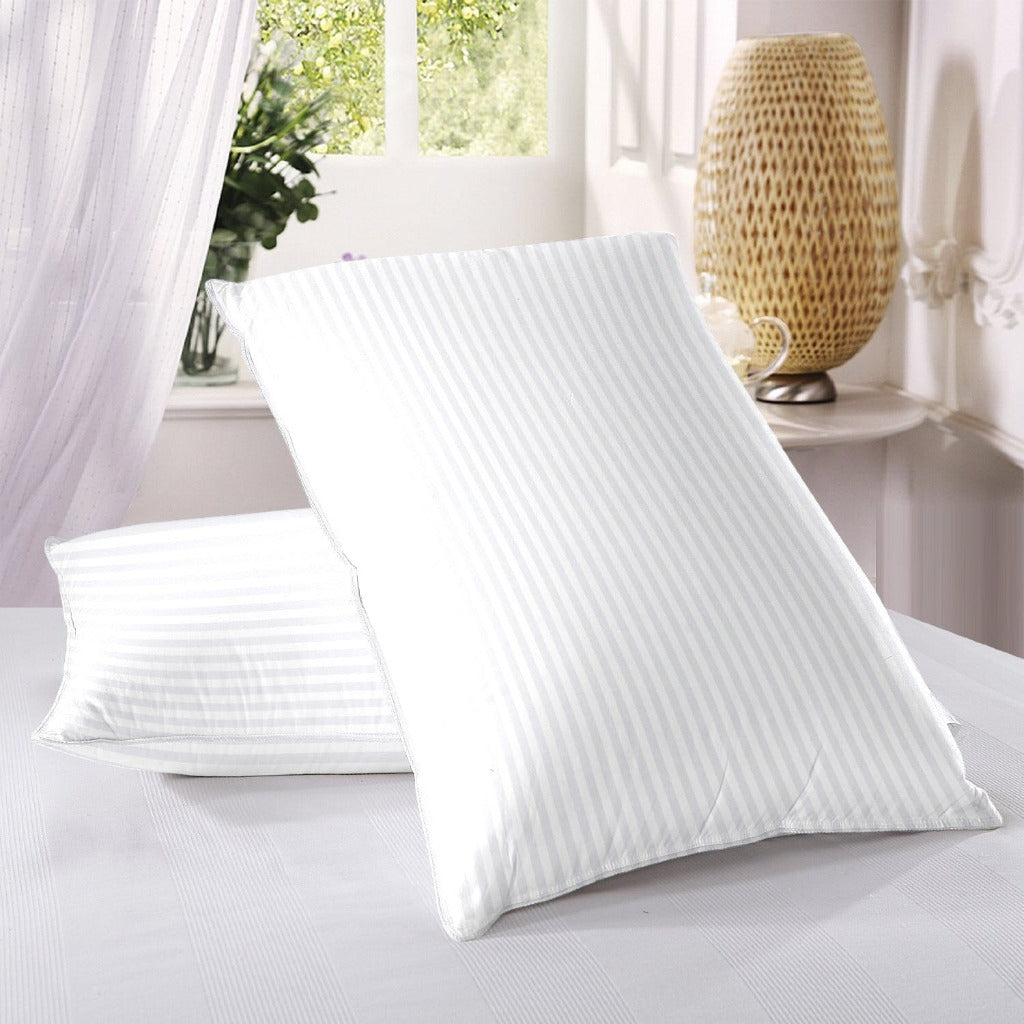 2 PCs TC 300 Satin Stripe Filled Pillows FILLINGS The Apricot Linen   