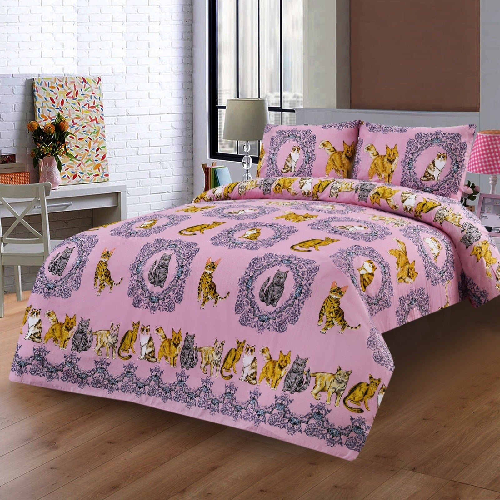 3 PCs Bed Sheet-AP0035 Bed Sheets Apricot   