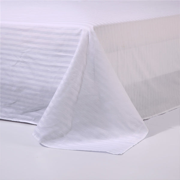 3 PCs Satin Stripe Bed Sheet(3914)-White Apricot