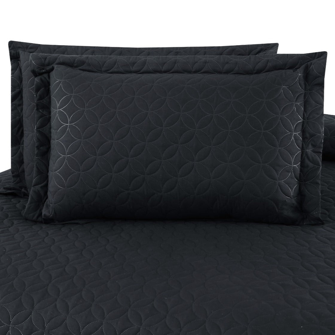 3 PCs UltraSonic Reversible Bed Spread Circles-Black Apricot