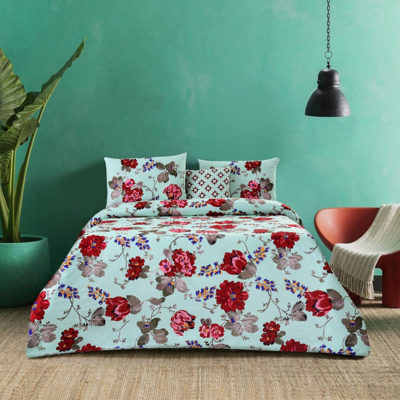 4 PCs Digital Printed Bed Sheet-ADPB-13 Bed Sheets Apricot   