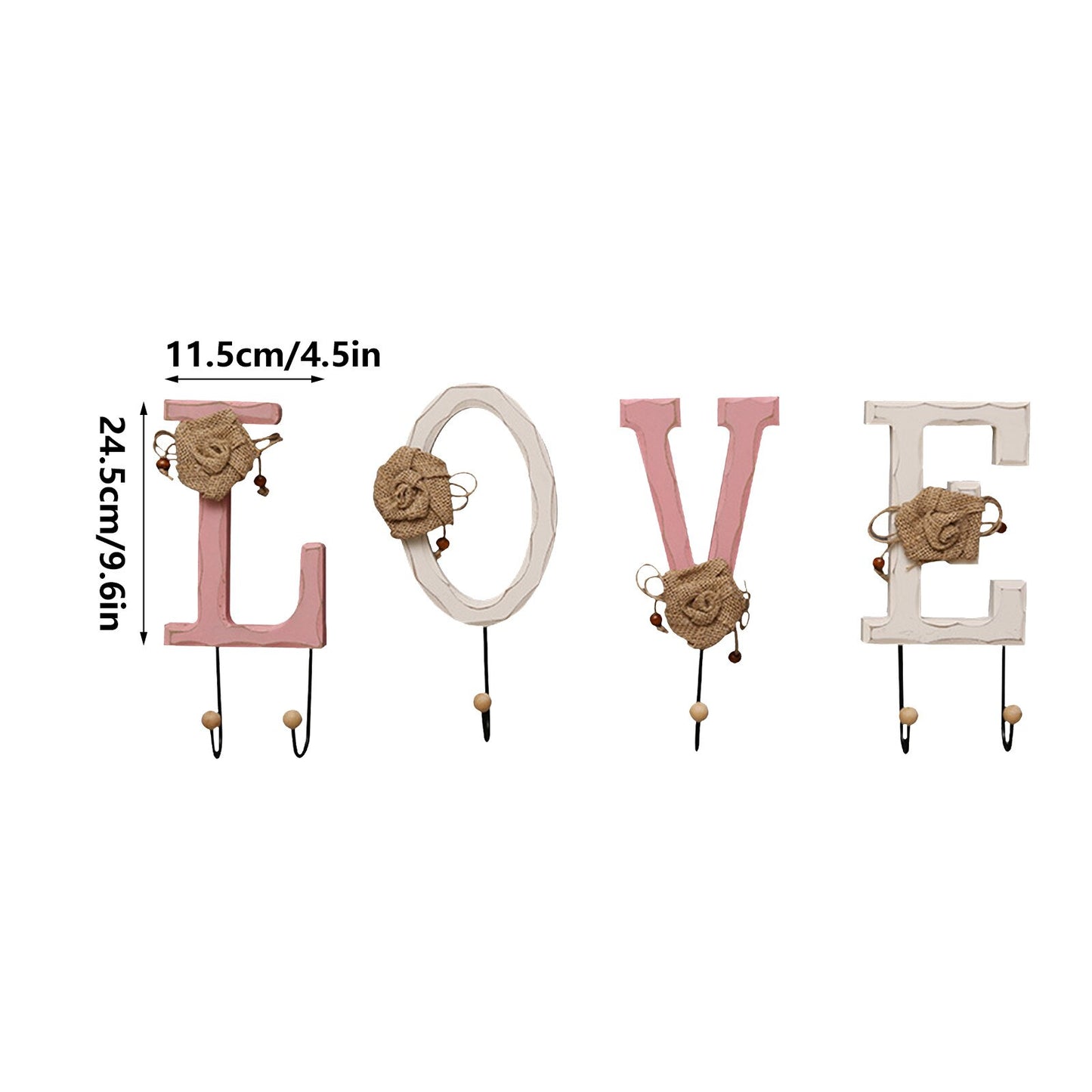 4 PCs Wooden Wall Hook(5102)-Love Apricot