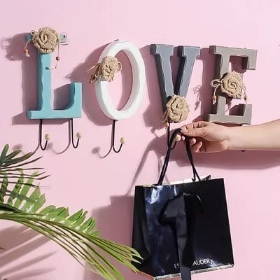 4 PCs Wooden Wall Hook(5102)-Love Apricot