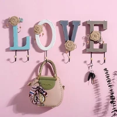 4 PCs Wooden Wall Hook(5102)-Love Apricot