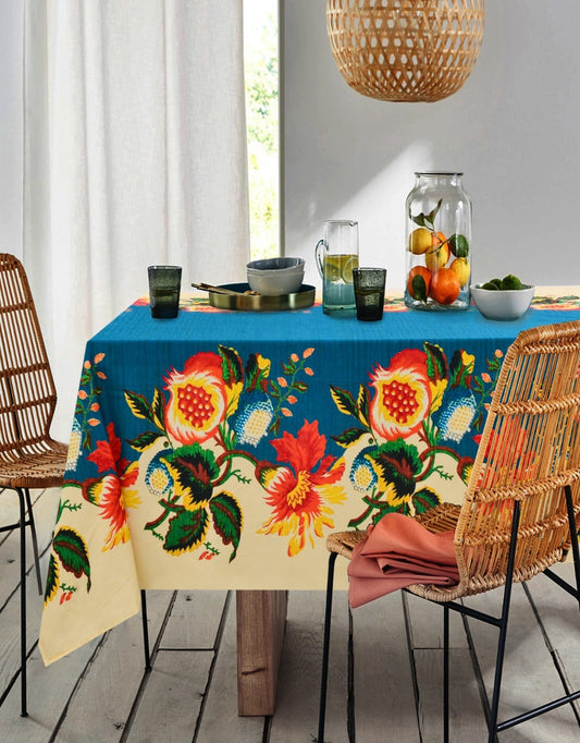 6 & 8 Seater Digital Printed Table Cover(3836)-TB14 Table Cover Apricot   